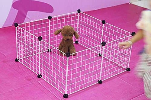 LPET Small Pets Dog Playpen Sleeping House Rest Cage Exercise Crates for Chihuahua Guinea Pig Bunnies Small Animals (12Pannel, White)