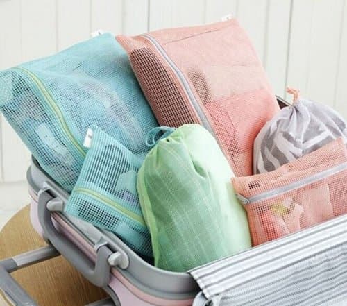 Orino Home polyester Mesh Storage Travel Cosmetic Bags,set of 4, Assorted Colors