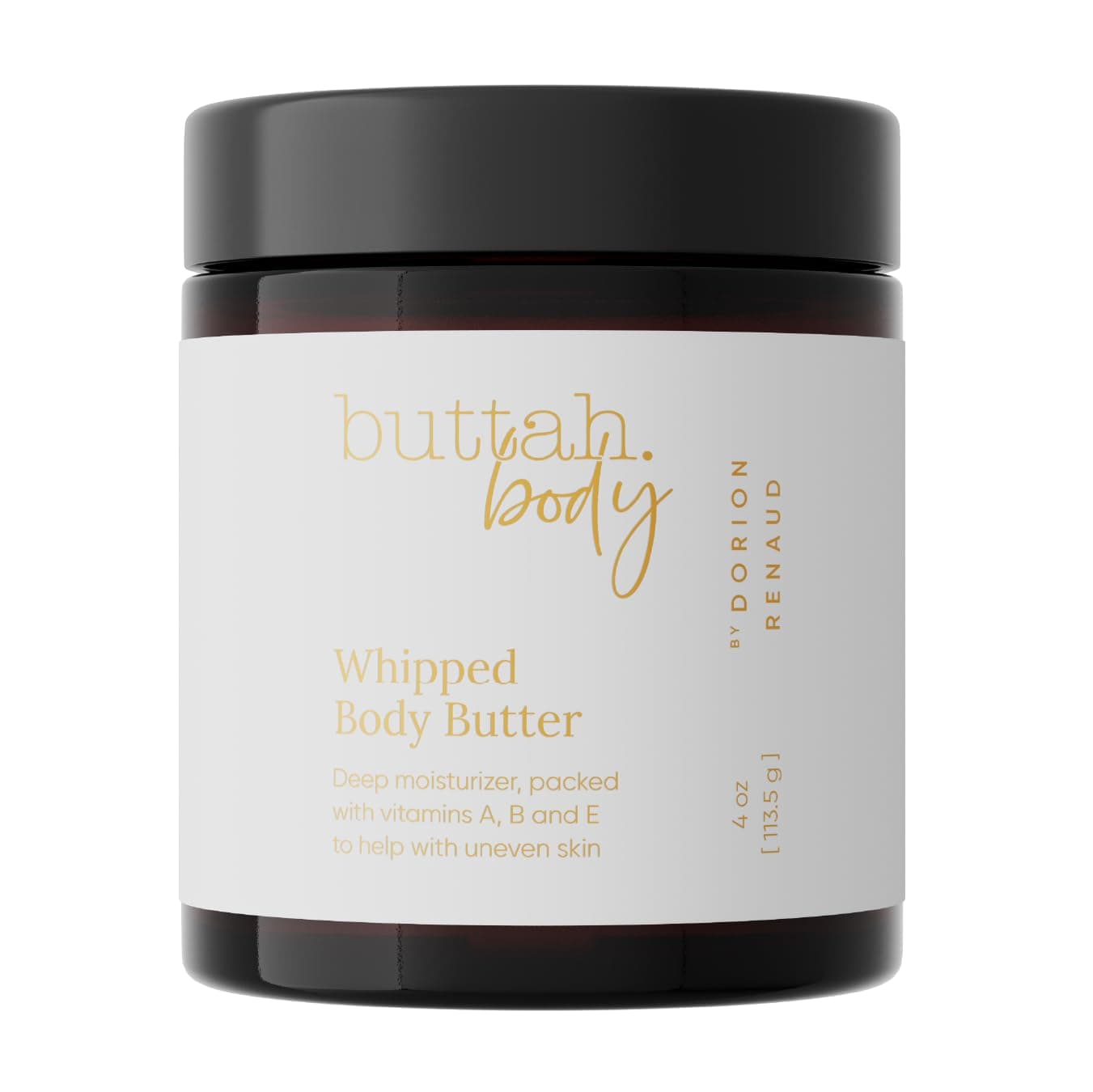 buttah. by Dorion Renaud Skin Whipped Body Butter 4oz - 100% All Natural & Organic (Hard in Jar) Pure Whipped Virgin Raw African Shea Butter - Moisturizer for Melanin Rich Skin - Black Owned Skincare