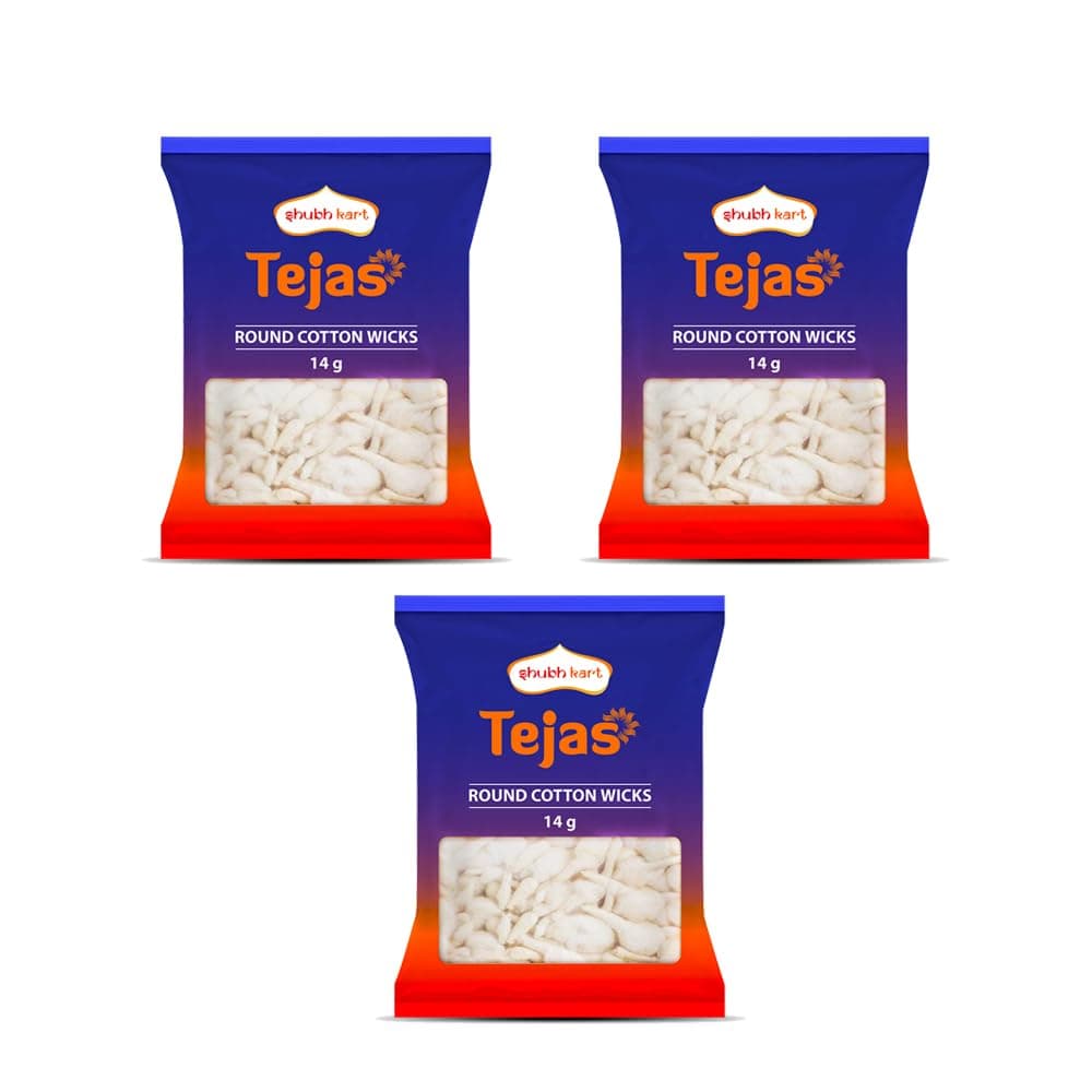 Shubhkart Hand Rolled Cotton Puja Wicks for Oil Lamps Diya (Pack of 3)