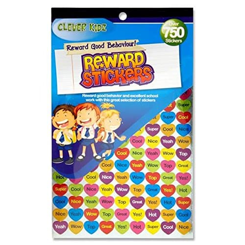 Premier Clever Kidz Reward Good Behaviour Stickers. Over 750 Stickers! Heart and Star Shapes. Good Job, Well Done, etc. Teachers, Merit.
