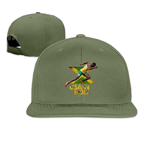 Usain Bolt Champion Jamaica Flat Along Baseball Hat ForestGreen Apparel
