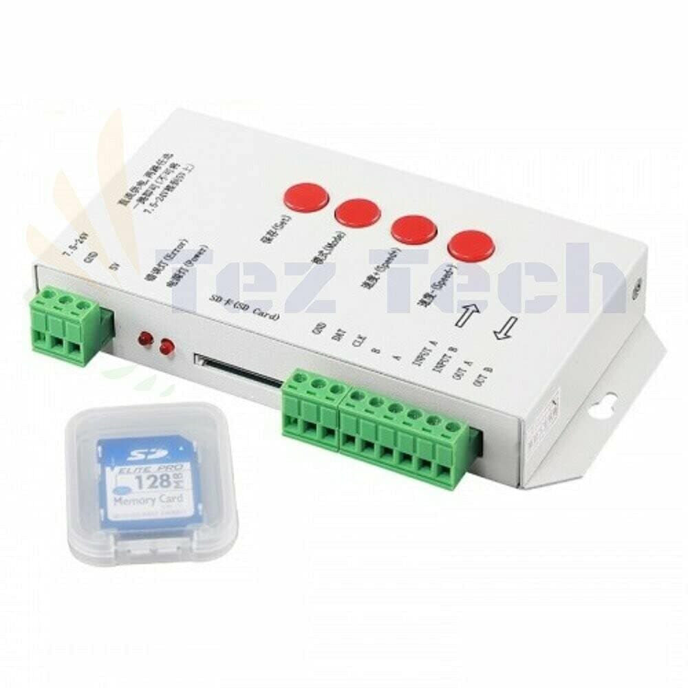 TEZTECH T1000S SD Card LED Controller Pixel Led Control Support DMX512 2811 1903 RGB Controller DC5V-24V 2048 Pixel controllable - Free Male 3 PIN Connector