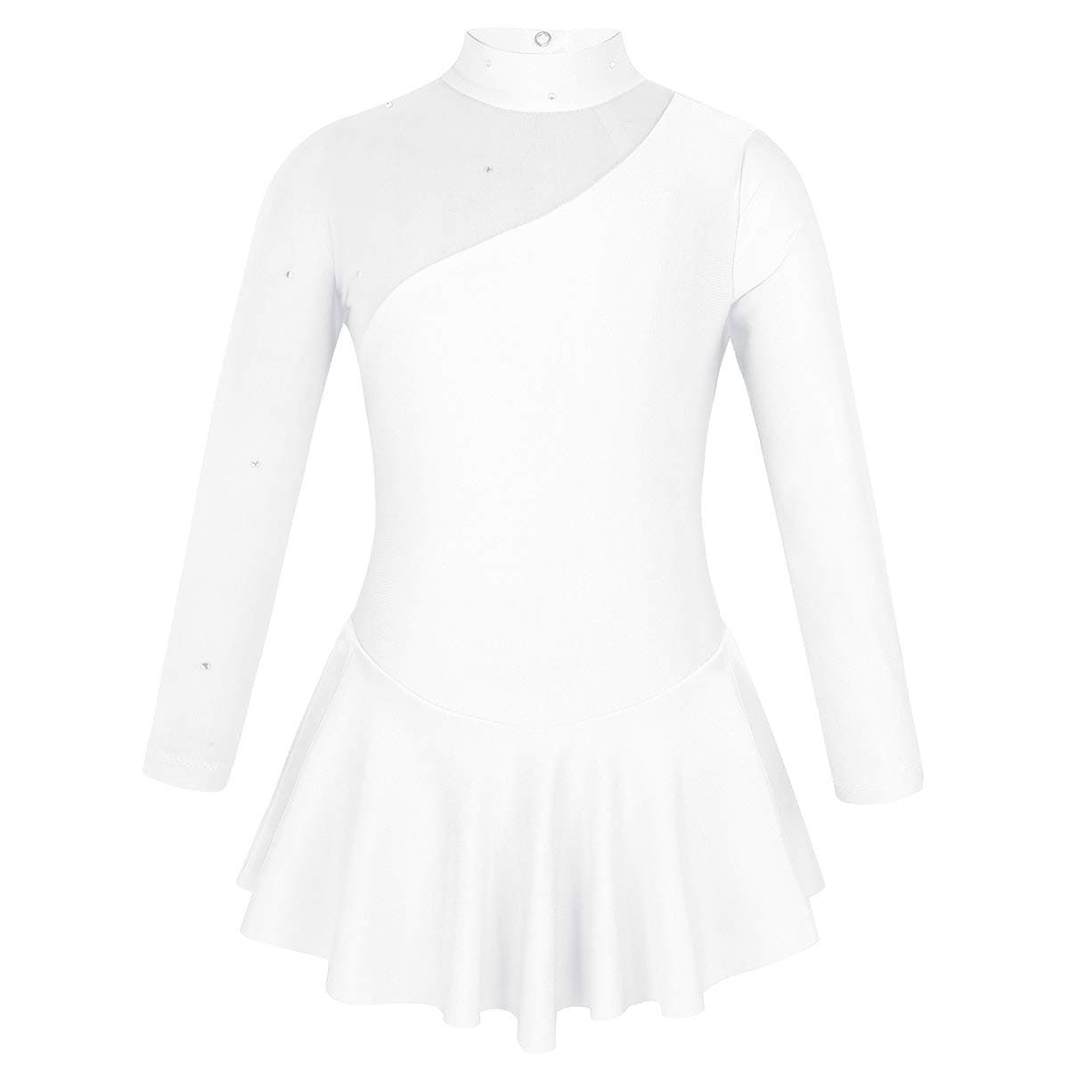 FreebilyKids Girls Long Sleeve Ballet Dance Leotard Dress Mock Neck Gymnastic Leotard Figure Skating Dress Costumes