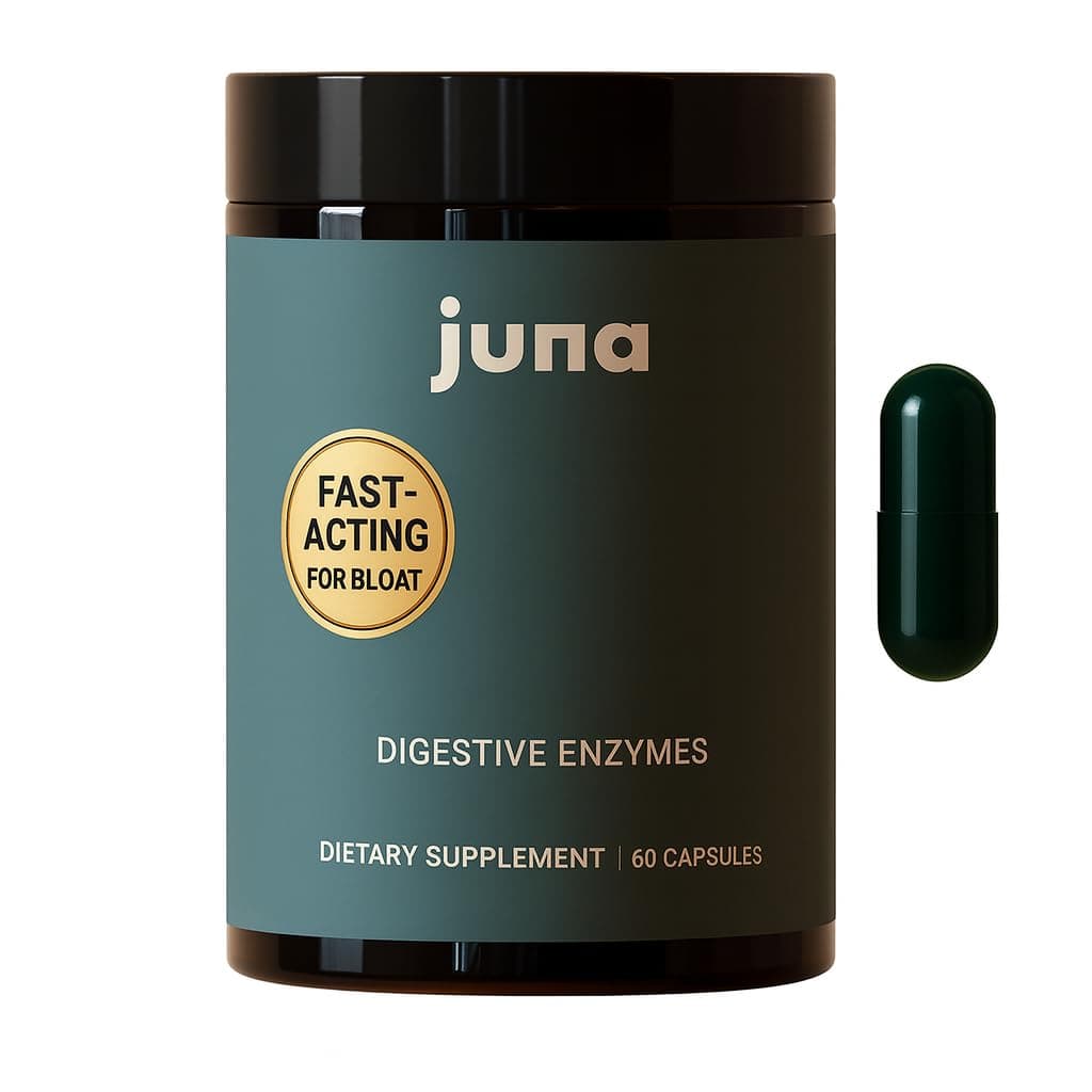 Juna Digestive Enzymes + Probiotic — 3-in-1 Daily Gut Support for Bloat Relief, Smooth Digestion & Microbiome Balance | 15 Enzymes, 5 Probiotics, 8 Botanicals | Vegan, 3rd-Party Tested | 60 Capsules