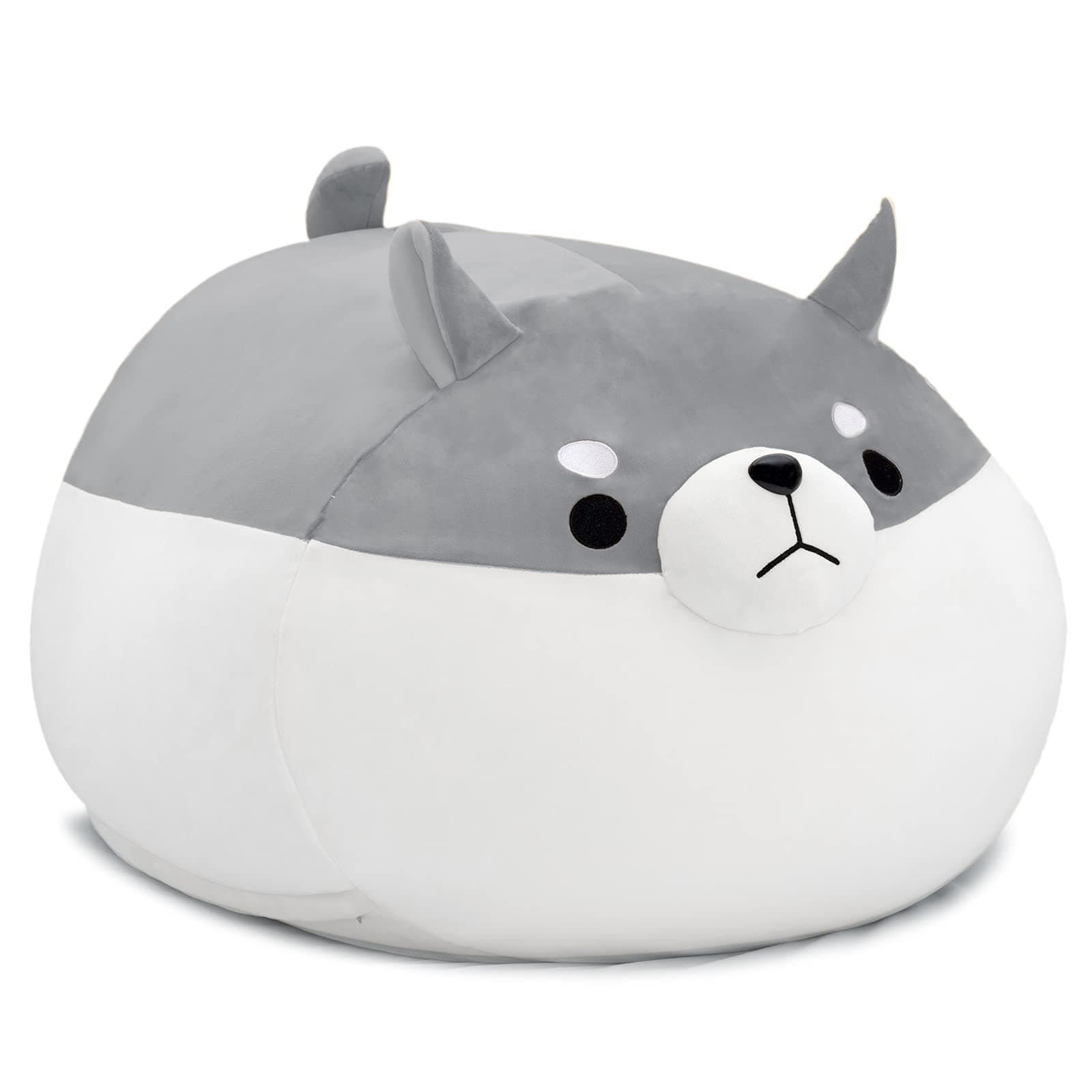 Stuffed Animal Storage Bean Bag Chair Cover for Kids Grey Shiba Inu Dog Bean Bag Chair for Girls XX-Large Size Toy Organizer Cover Only Without Filling