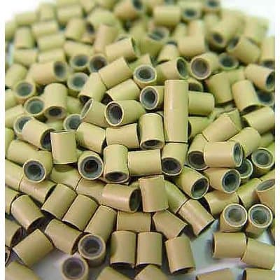 HAIR DE VILLE 200 PCS 3.5 mm Silicone Lined Copper Micro Tube Rings Links Beads Linkies For I Tip Stick Glue Hair Extensions - Color Blonde
