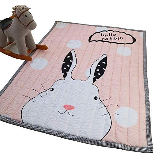 IHEARTYOU Thick Cotton Baby Crawling Cushion Non-slip Fresh Style Toddlers Mat Kids Play Mat Kids' Room Rug Activity Floor Carpet (Rabbit)