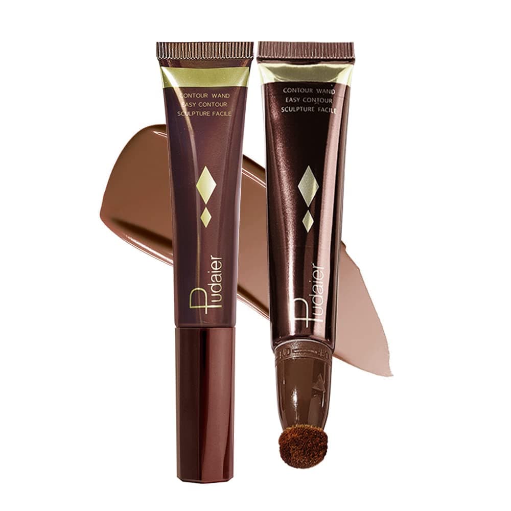 Contour Beauty Wand, 13 Colors Silky Cream Contour Stick with Cushion Applicator, Long Lasting, Lightweight and Blendable, 0.7 Fl Oz (02)