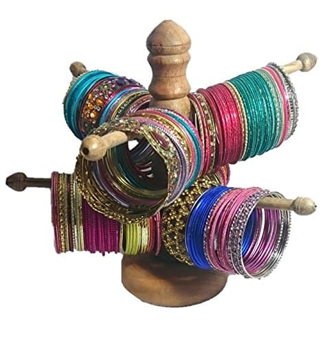 ADDYZ 6 Rods Premium Bangle Bracelet Watch Stand Wooden Jewelry Holder 21X14X21 Brown