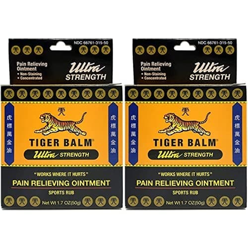 Tiger Balm Pain Relieving Ointment, Sports Ultra, 50g â€“ Professional Size â€“ Sports Rub Ultra Strength â€“ Knee Inflammation Relief â€“ Relief for Hand Arthritis â Ultra (Pack of 2)