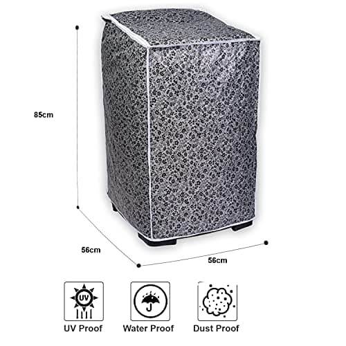 Classic® Top Load Washing Machine Cover Suitable For LG 6 Kg, 6.2 Kg, 6.5 Kg, 7 Kg (56cmsX56cmsX85cms, Black & Grey)