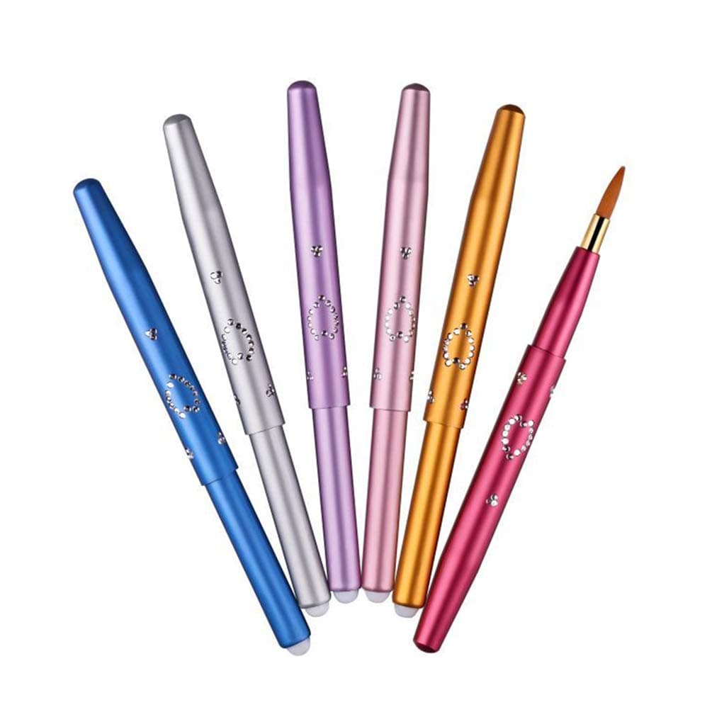 FITDON 6PCS Retractable Lip Brush with Cap Travel for Lipstick Gloss Applicator, Made with Vegan Synthetic Bristles