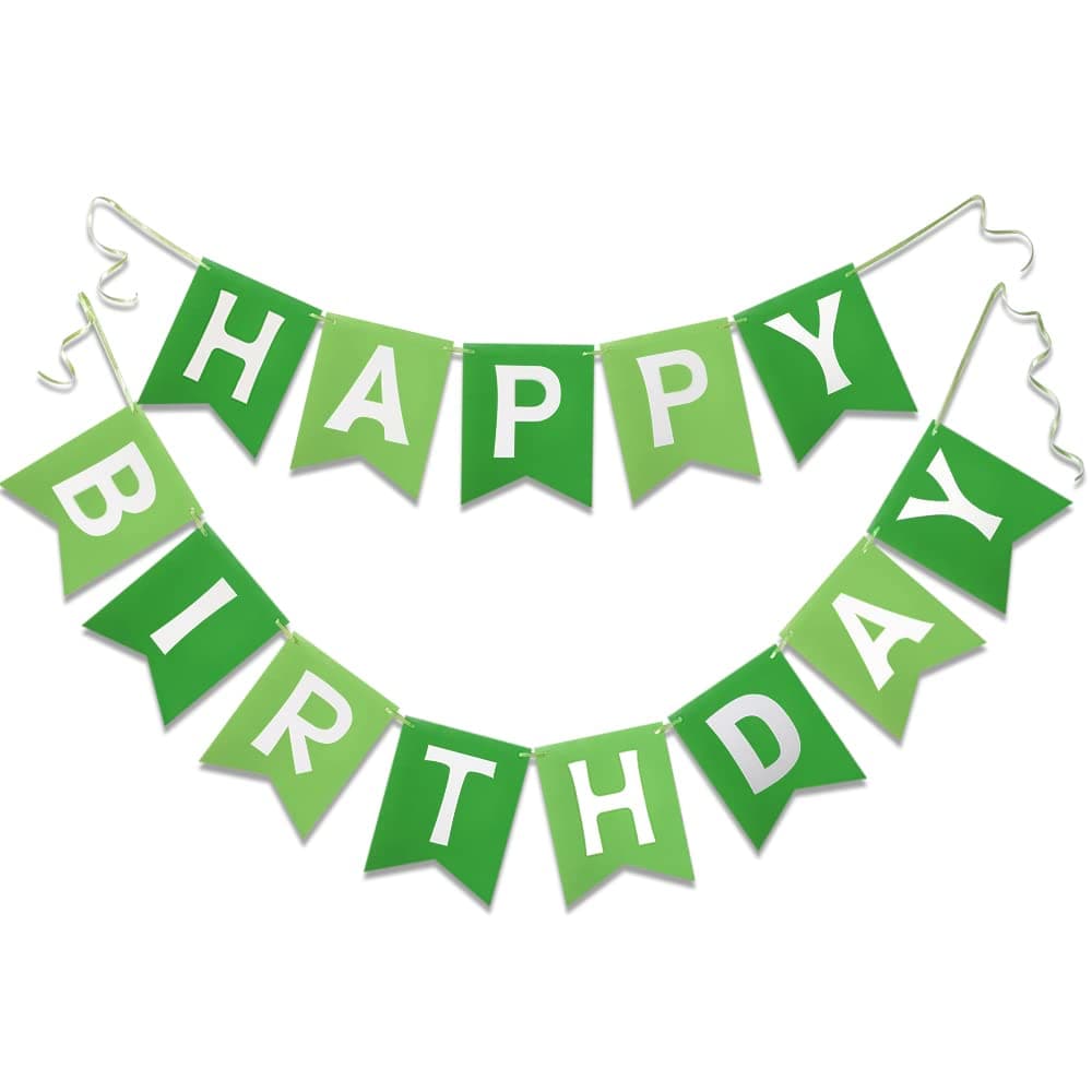 Happy Birthday Banner - Dark and Light Green