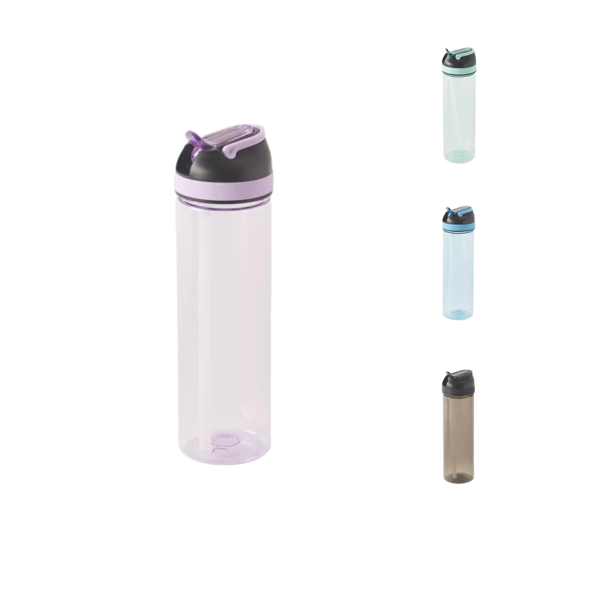 Stay Hydrated everyday healthy life in Style! Leakproof Solid Sipper Clear Sports Water Bottle for running walk gym exercise - 840ml (Multiple Colors) (Purple)