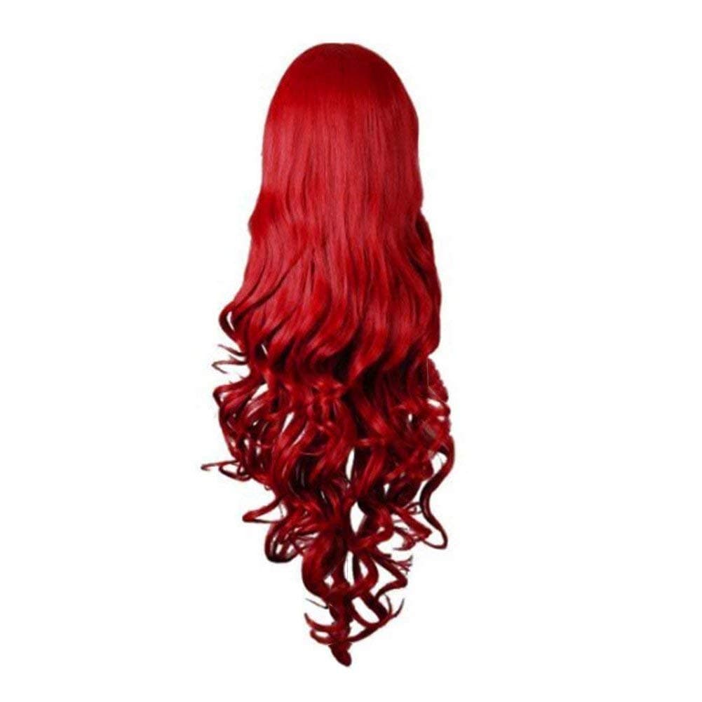 Curly Cosplay Wig Long Hair Heat Resistant Spiral Costume Wigs Anime Fashion Wavy Curly Cosplay Daily Party for Adult Red 32" 80cm