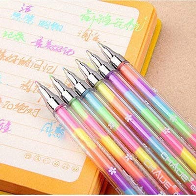 VIBGYOR PRODUCTS Diamond Crystal Rainbow Glitter Color Pens, Neon Pen Good Gift for Coloring Kids Sketching Painting Drawing (Set of 3)