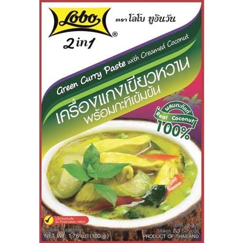 LOBO 2IN1 GREEN CURRY WITH COCONUT MILK 100G PRODUCT OF THAILAND
