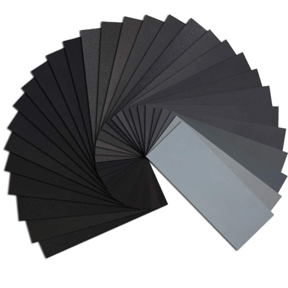 Vicien 48PCS Sand Paper, Premium Wet Dry Waterproof Sandpaper, 120 to 3000 Assorted Grit Sanding Paper for Wood Furniture Finishing, Metal Sanding and Automotive Polishing, 9 x 3.6 Inches.