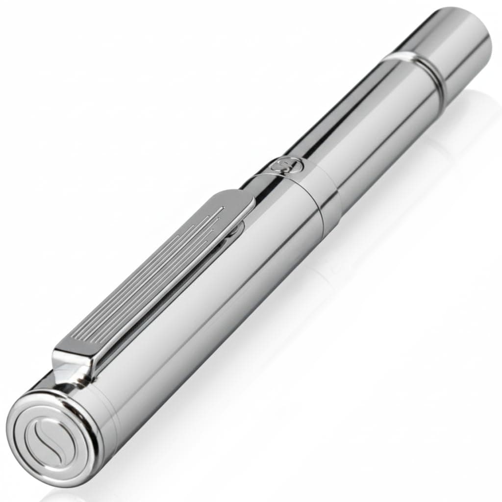 Silver Chrome Rollerball - Award-Winning Luxury Heavy Pocket Pen With German Schmidt Refill - Best EDC Writing Gift Set for Men & Women - Designer Office Fancy Pen