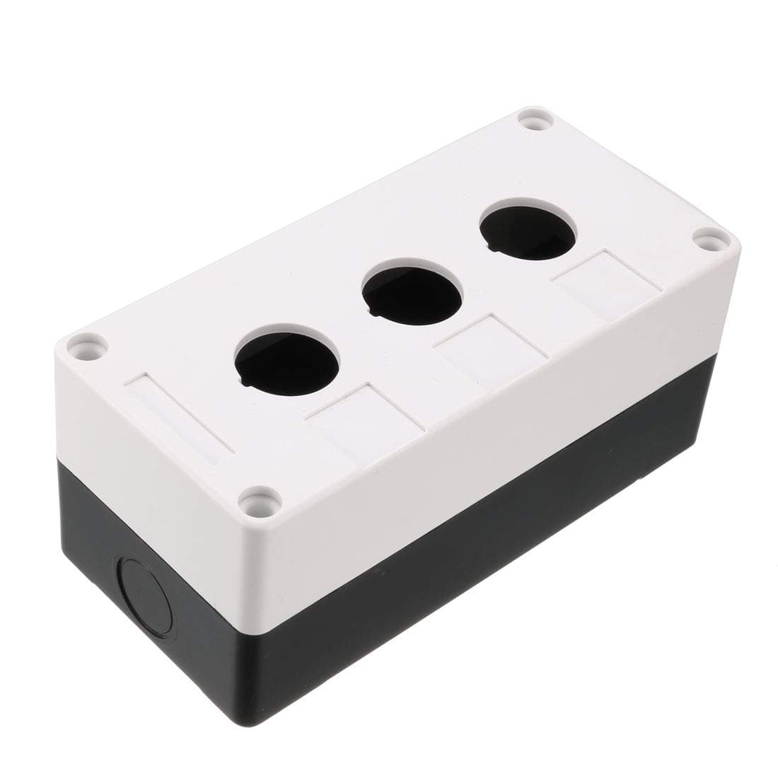 uxcell Push Button Switch Control Station Box 22mm 3 Button Hole Waterproof, White and Black