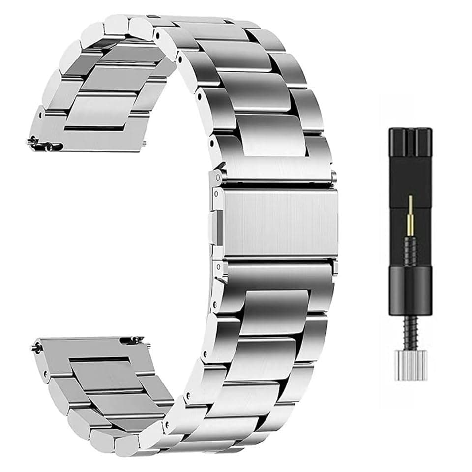 AONES 22mm Watch Strap Luxury Stainless Steel Metal for Titan Celestor/Titan Crest/Titan Zeal/Titan Smart/Titan Talk S/Titan Traveller Smartwatch Band