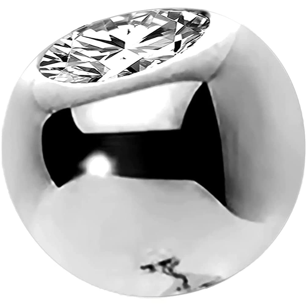 OUFER14K Solid Gold Clear CZ Replacement Ball Externally Threaded for Belly Button Rings