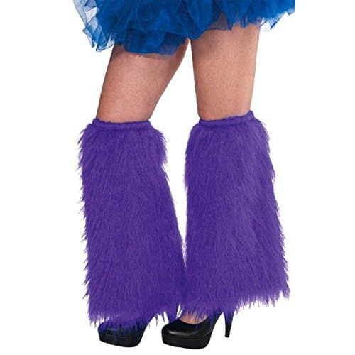 Amscan Furry Plush Adult Costume Leg Warmers, 1 Pair, 16", Purple