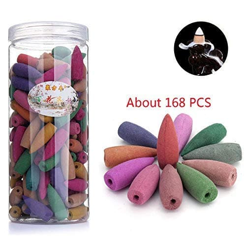 LEAFIS 168PCS Backflow Incense Cones Incense Mixed Flower Incense Cone Burners Waterfall Incense Cones for Smoke Incense Burner