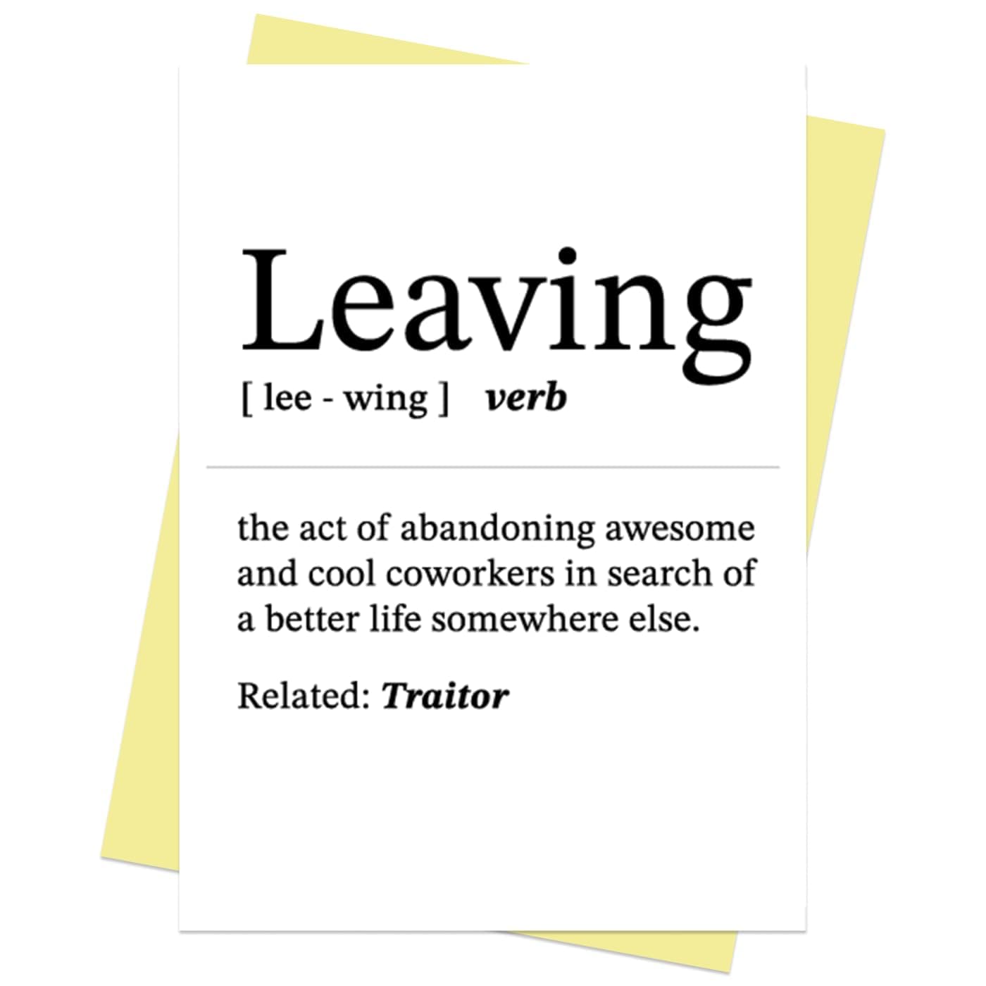 Quirky Farewell Greeting Card with Envelope – Modern Office Goodbye Card for Coworker Leaving – Funny Going Away Card – Unique Farewell Gift (Leaving)