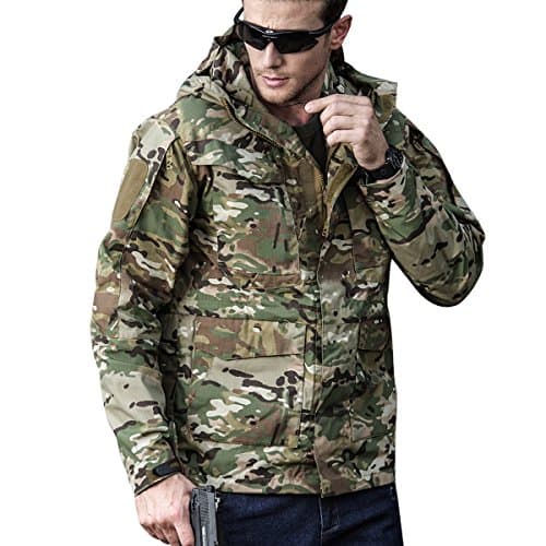 Men Outdoor Jacket Casual Tactical Waterproof Army Military Windbreaker Warm Long Sleeve Hooded Full Zip Up Rain Coat Winter Spring Autumn Fishing Camping Hiking Hunting