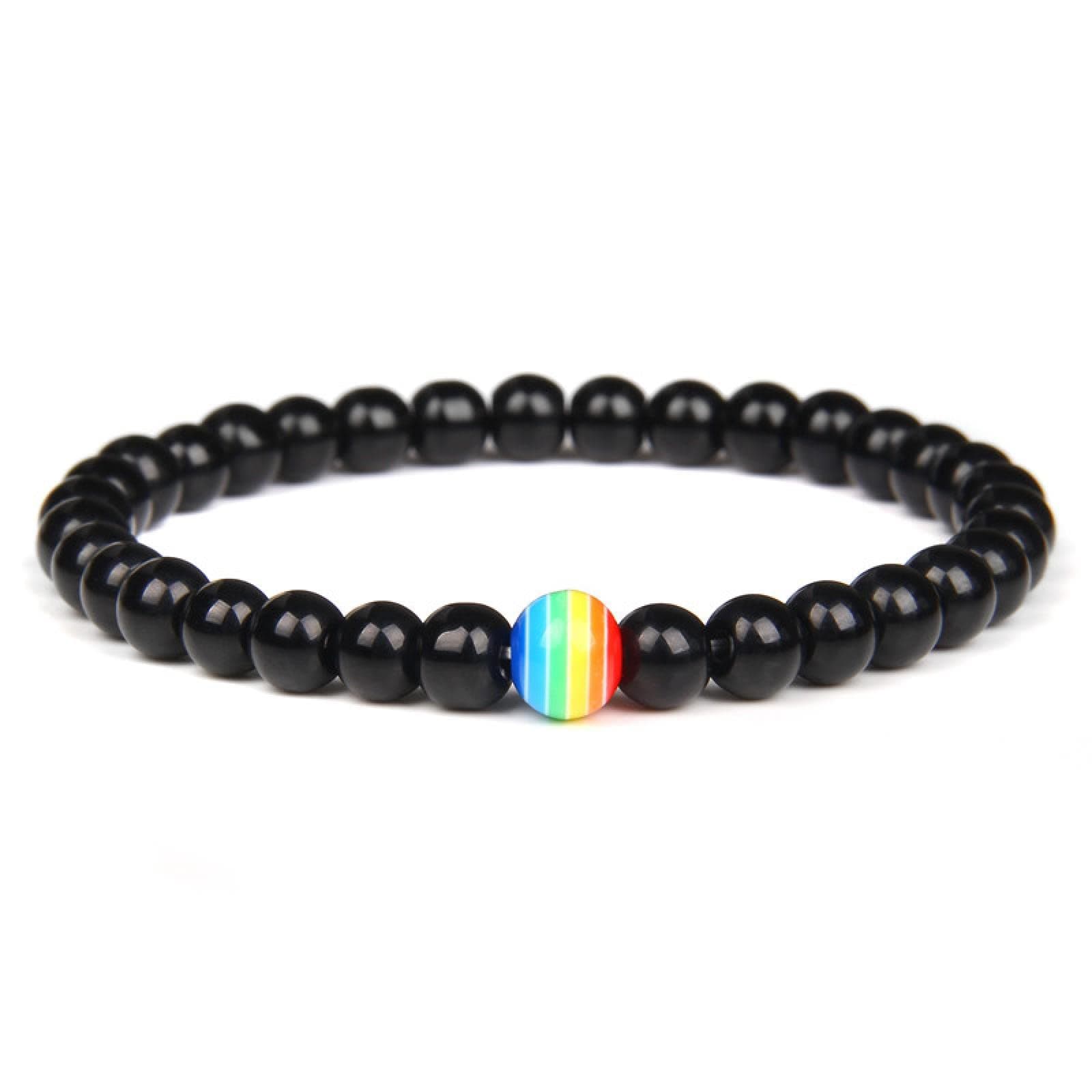 Rainbow Natural 6 Mm Green Jad Beads Bangle Stretch Bracelets For Men And Women Chain Jewelry