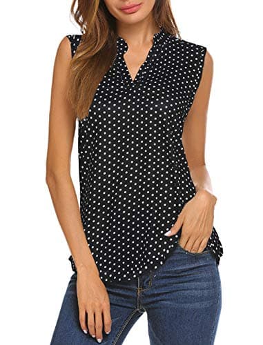 Halife Women's Sleeveless Floral Print V Neck Tunic Tank Tops Blouse Shirts