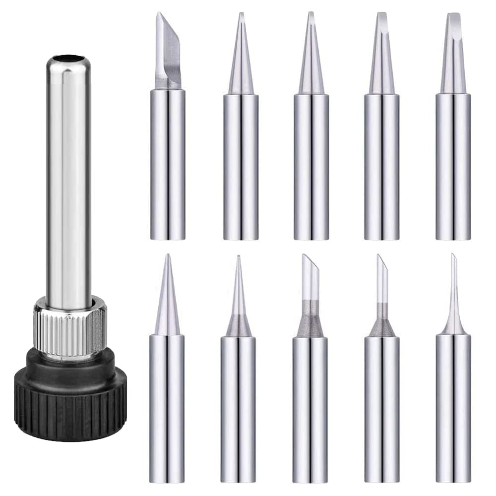 10Pcs Soldering Iron Tips, , 900M Lead-Free Solder Iron Tip Replaceable Soldering Tip kit with Welding Sleeve for Hakko Quick Aoyue Yihua Maplin ABF Soldering Station