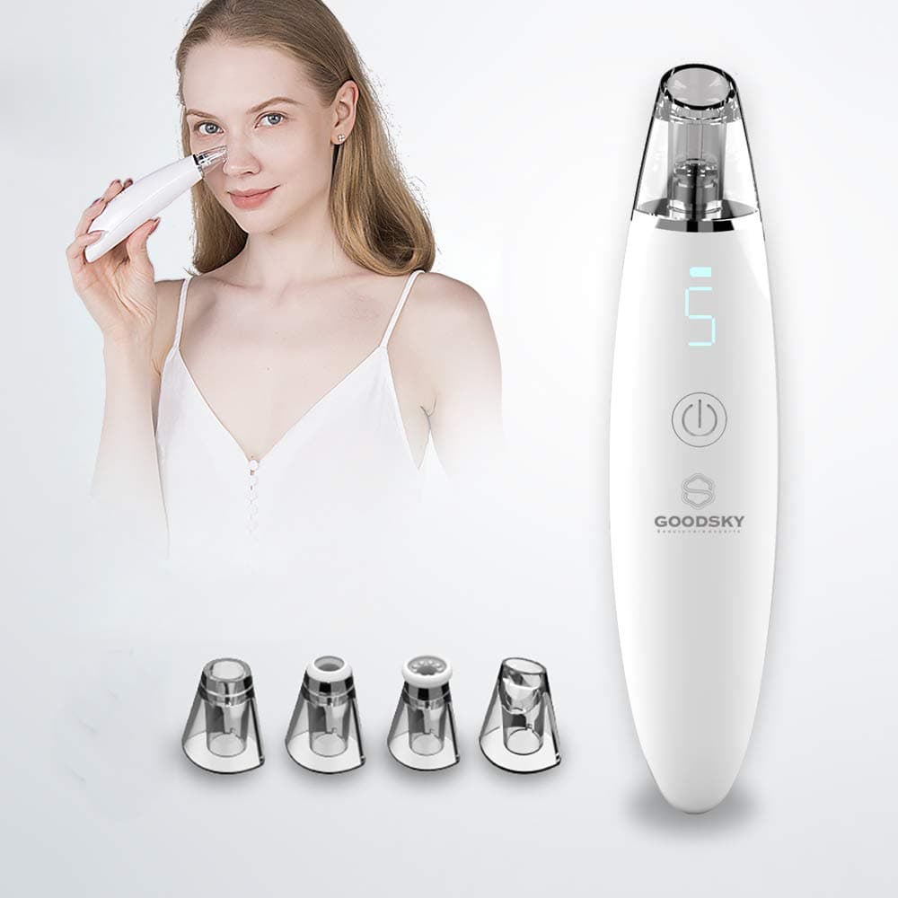 GOODSKY Blackhead Remover Vacuum, Electric Blackhead Extractor Facial Comedo Pore Cleanser, 5 Adjustable Suction Levels, USB Rechargeable
