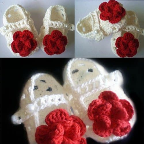 Handmake Cute Lovely Newborn Infant Toddler Baby Girl Crochet Knit Socks First Walking Slightly Stretchy Sandals Rose Crochet 11cm Crochet Casual Baby Shoes