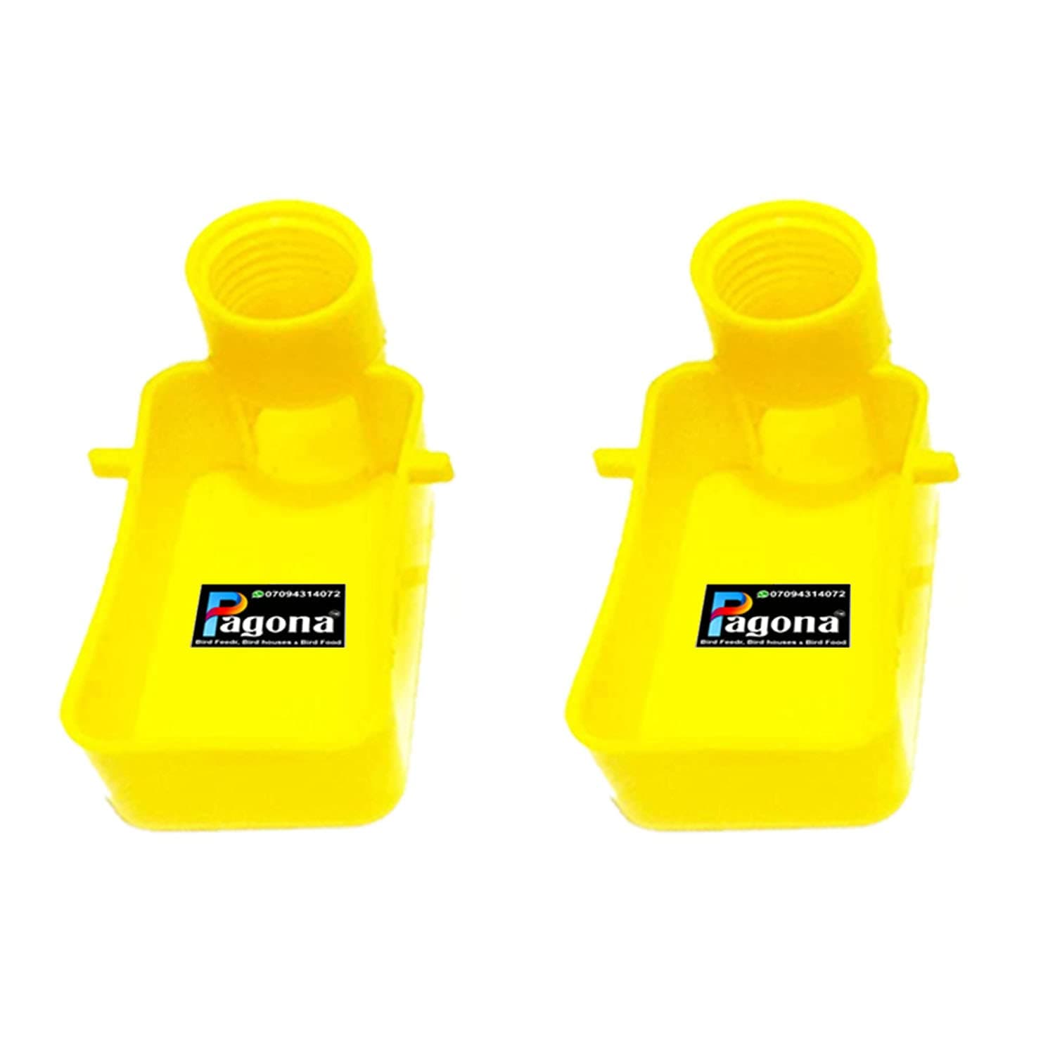 Pagona Plastic - Bird Cage Automatic Food Feeder, Water Drinker Cups For Any Bottle Use With Free Bottle Holder Rings (Feeder, Pack Of 2, 4 X 1.5 X 1.6 Inch)