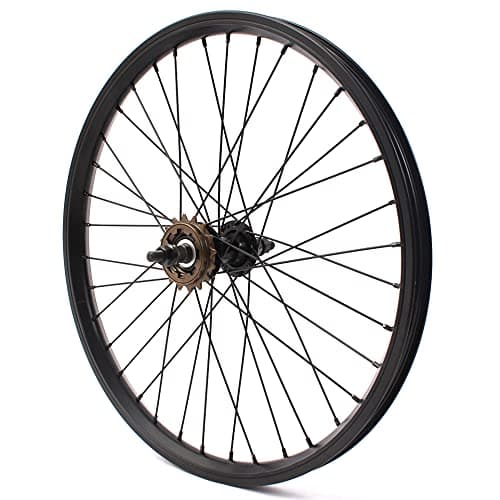 KHE BMX Rear Wheel 20 Inch 10 mm Axle 7500 Aluminium Rim 36 Hole Black 16 Teeth Sprocket
