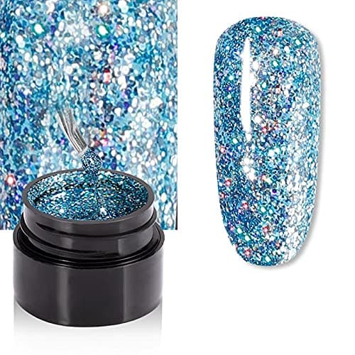 ROSALIND Glitter Gel Nail Polish Shiny Rainbow Super Glitter 5ml Nail Art Design Need LED/UV Lamp Trendy Sparkle Nail Manicure (Without Brush) (RL-5ML-A516)