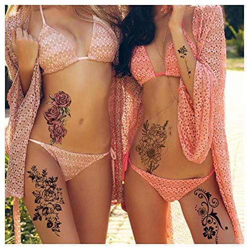 Cerlaza 162 Styles Temporary Tattoos for Women Adults Girls, Fake Sleeve Henna Sexy Tattoo Stickers, Leg Makeup Waterproof Realistic Long Lasting Semi Permanent Tattoos Kit-50 sheets