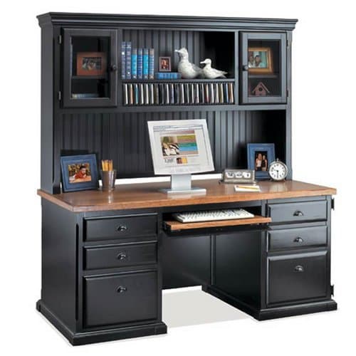 Martin Furniture Kathy Ireland Southampton Onyx Collection Desk with Hutch, Medium Oak Top