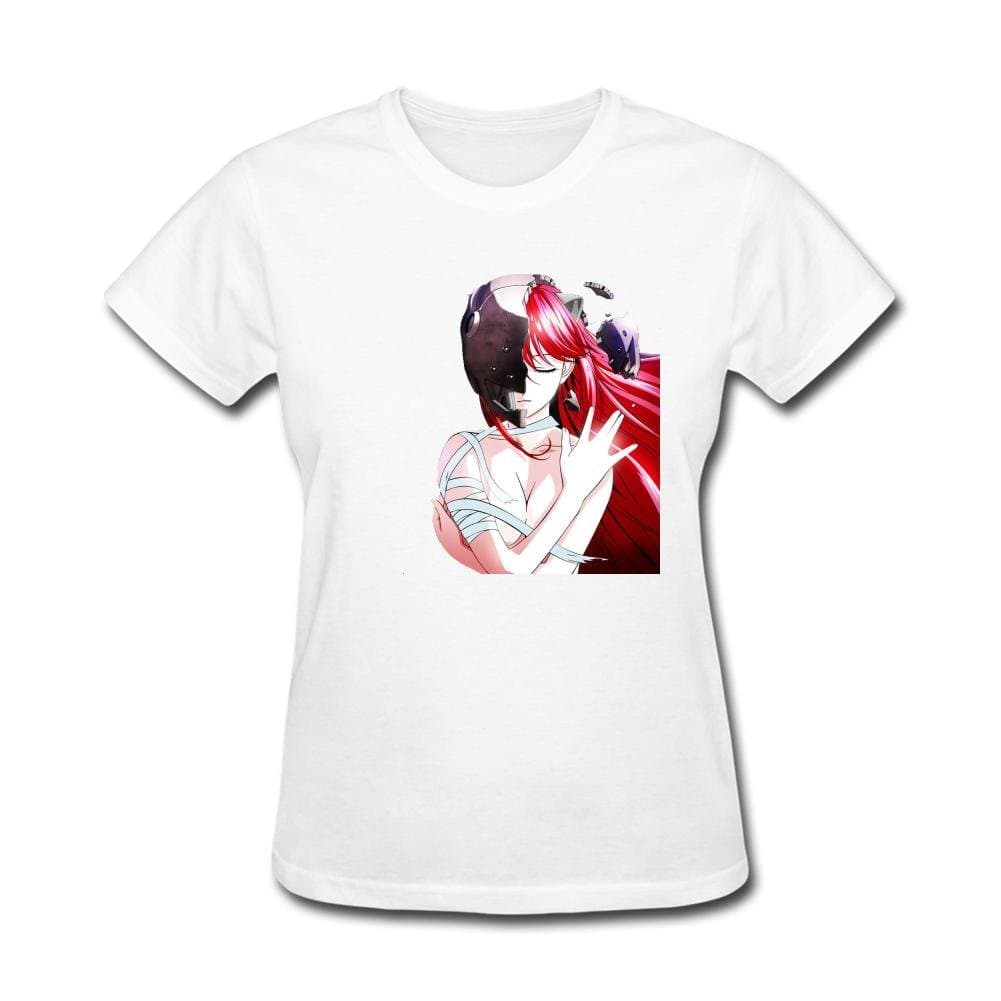 Ai Gebei Women's Elfen Lied Japanese Manga Short Sleeve T-Shirt White Apparel