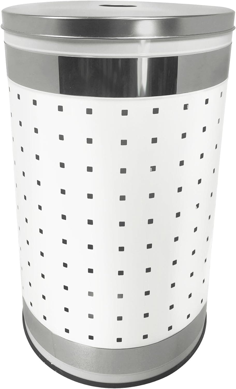 Stainless Steel Laundry Bin & Hamper | 46L Ventilated Stainless Steel Clothes Basket With Polished Lid | (White Stainless Steel)