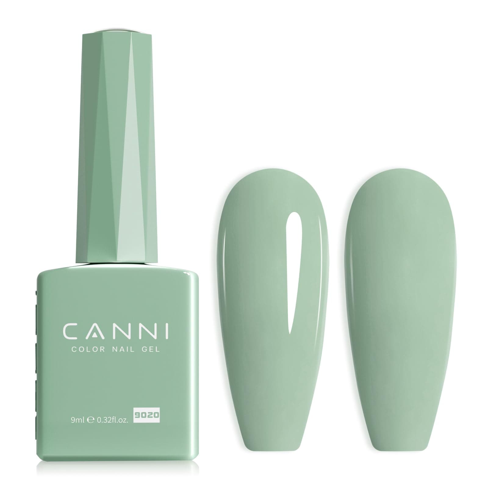 CANNI Light Green Gel Nail Polish, 1Pcs Sage Green Gel Polish Mint Green Color Nail Polish Gel High Gloss Soak Off U V Gel Nail French Nail Manicure Salon DIY