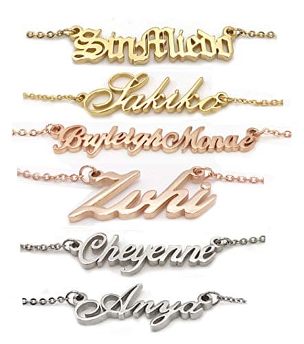 AOLO Personalized Name Necklace Initial Pendant Necklace Stainless Steel