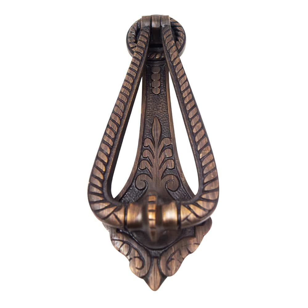 Solid Brass Twist Door Knocker - Antique Brass