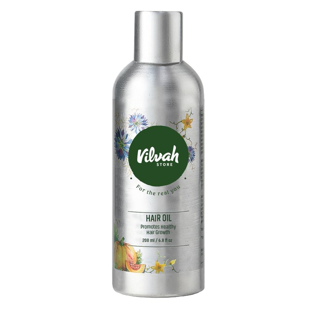 vilvah STORE Hair Oil With Black Seed Oil Extracts Reduces Hair Fall and Rejuvenate Hair and Scalp -100% Natural Oils - Vitamin E, 200ml