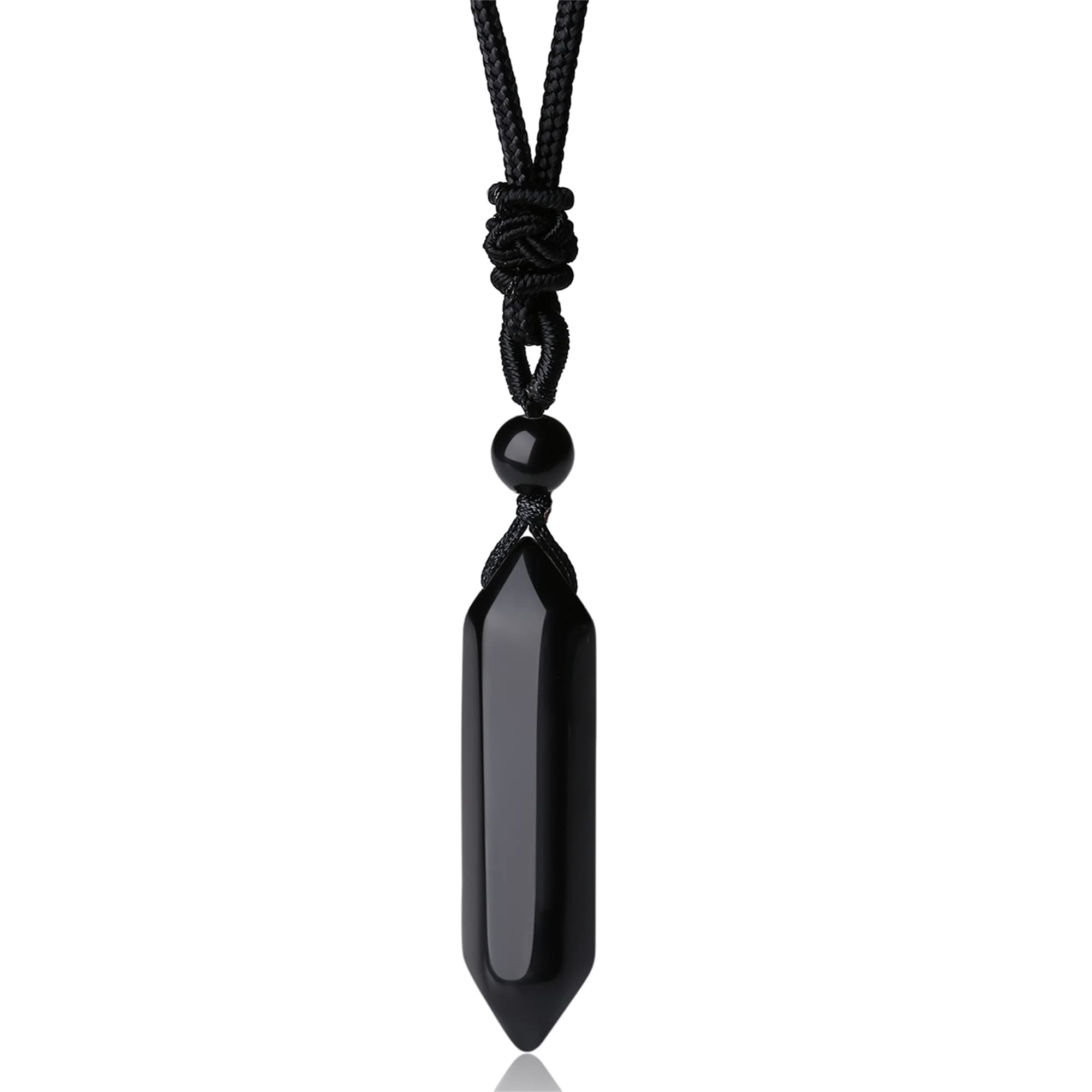 YATOJUZI Obsidian Healing Crystal Stone Necklace Hexagonal Pointed Pendant Necklaces Adjustable Rope Natural Gemstone Necklace Reiki Enger Quartz Jewelry for Women Men