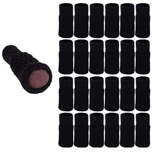 24 Pcs Chair Leg Floor Protectors, Knitting Wool Chair Furniture Leg Socks/Elastic Thick Bottom Furniture Booties/Anti-Slip Furniture Pads Covers Set (Coffee)