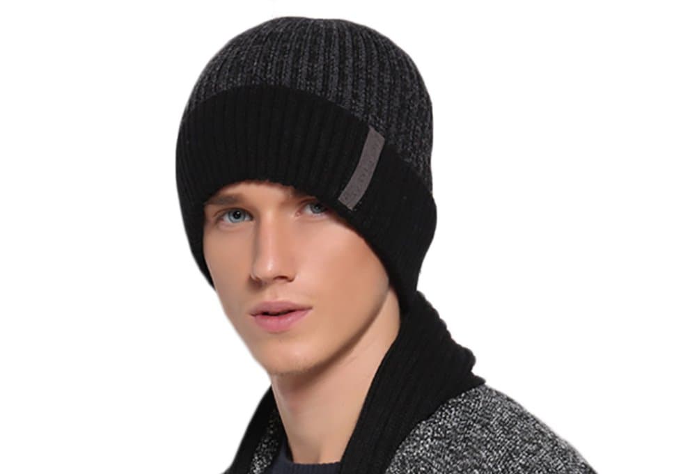 Ipara Men's Acrylic Slouchy Soft Knit Hat-Black 1